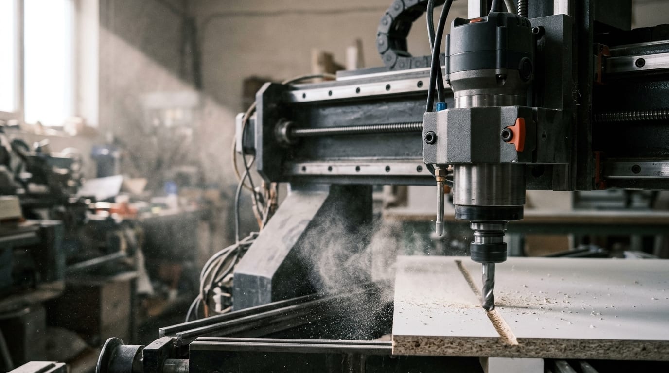 MDF levhayı kesen CNC iş mili
